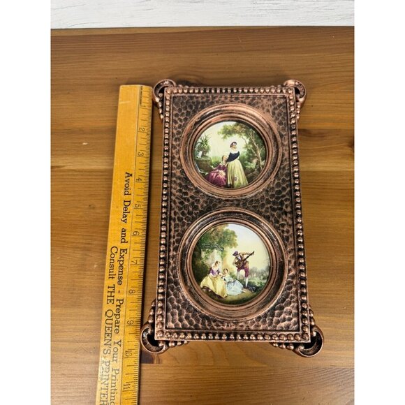 Vintage Coppercraft Plastic Wall Hanging Framed Resin Believed Fragonard Prints - Picture 5 of 6